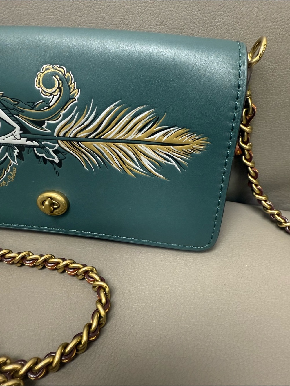 RARE Coach x Chelsea Teal Champlain Tattoo Dinky Crossbody Bag- W Bag - Picture 3 of 16